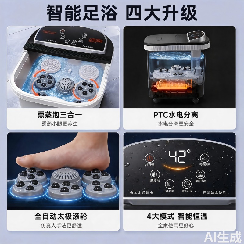 Electric Foot Bath Bucket, Con - Spa Massager 评论和价格